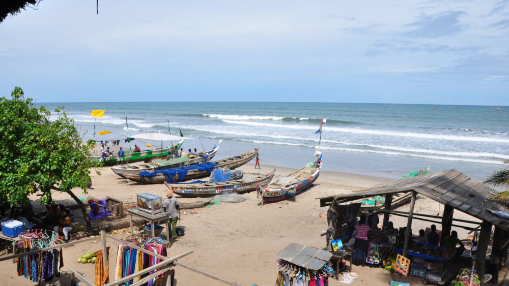 Landschaft, Natur, Ghana, boote, Strand