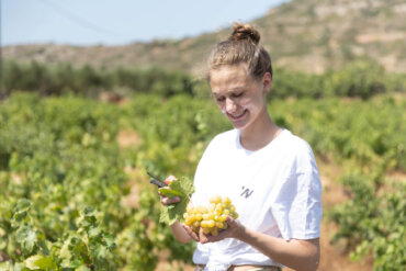 Mädchen hält Trauben in den Händen