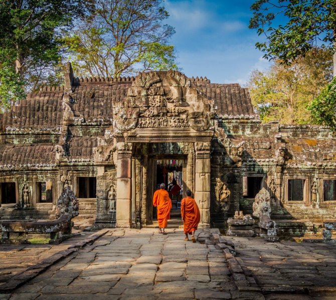Landschaft, Kambodscha, Sehenswürdigkeit, Mönche, tempel