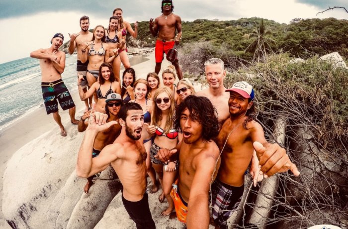 Gruppe, teilnehmer, freiwilligenarbeit, Mexiko