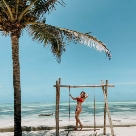 Strand, meer, palme, sansibar